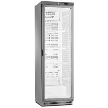 PFV402-R6X/G (25) Jumbo Line Glastür-Kühlschrank mit Umluft, 150 Liter. aus Edelstahl